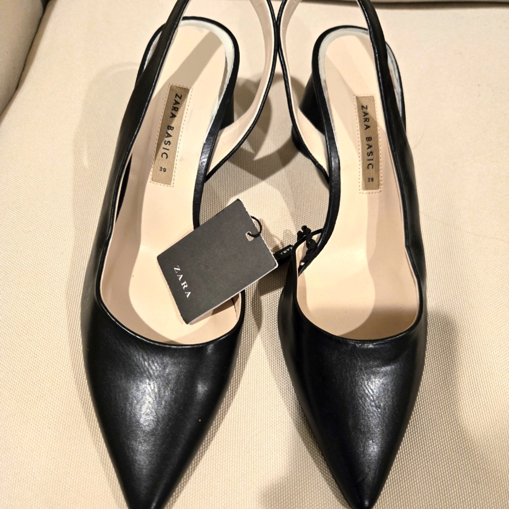 Zara Black Slingback Heels